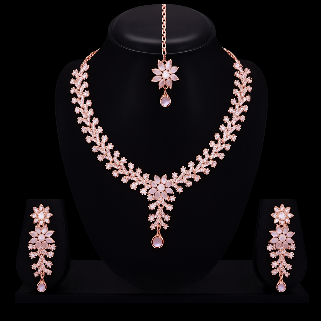Aurora Cubic Zirconia Maang Tikka Set