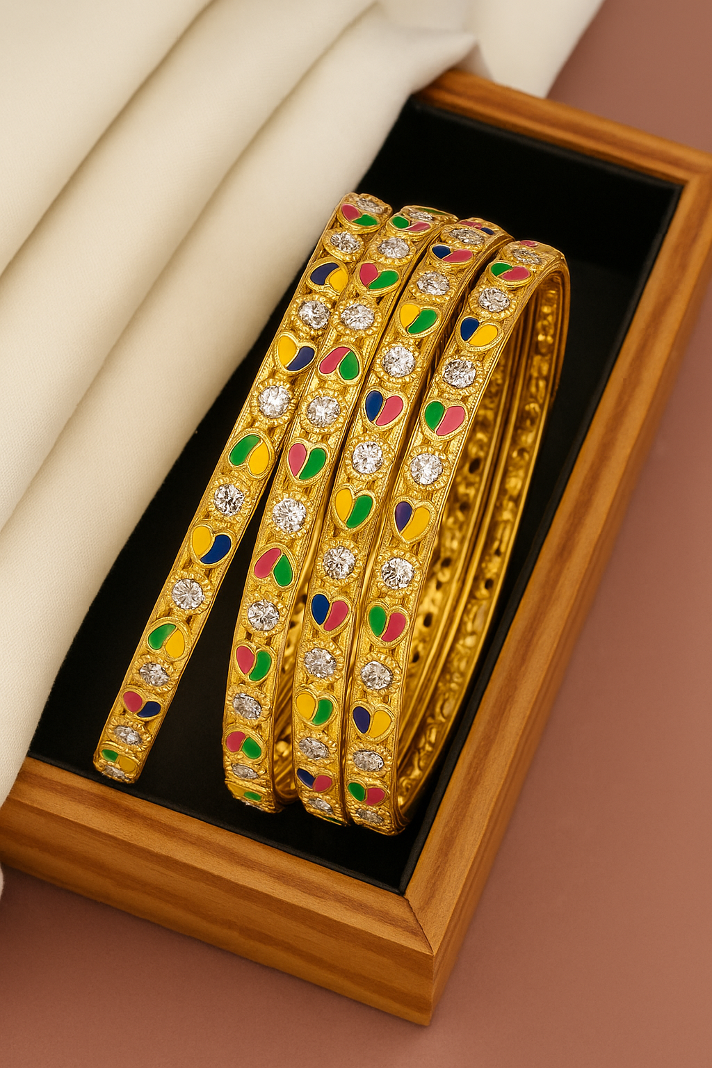 Colorful Radiance Bangle Set – Cubic Zirconia Elegance