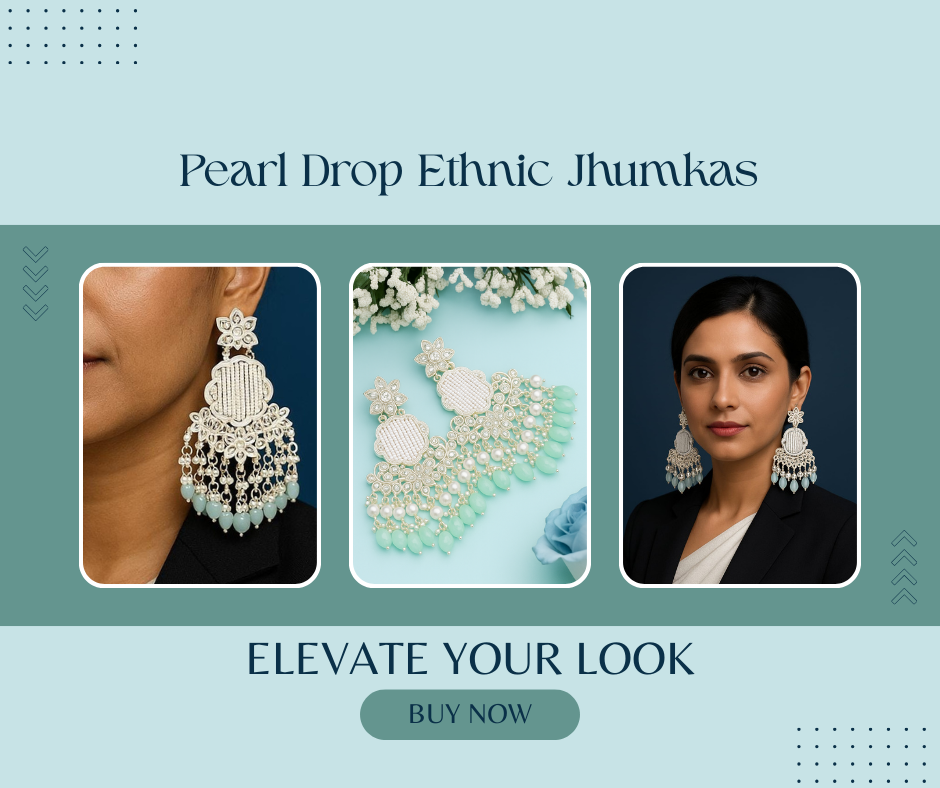 Pearl Drop Ethnic Jhumkas