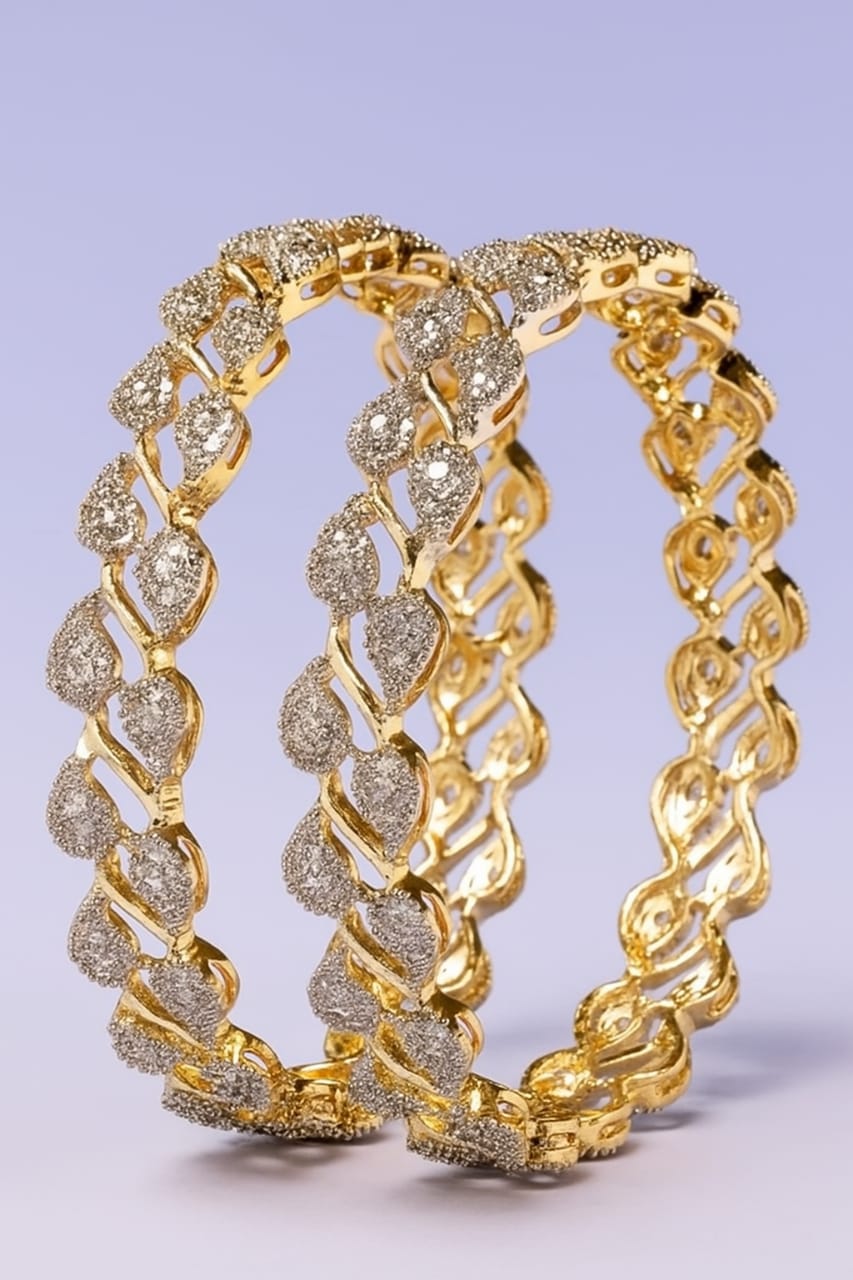 Elegant Leaf Diamond Bangles