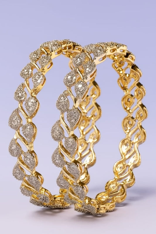 Elegant Leaf Diamond Bangles