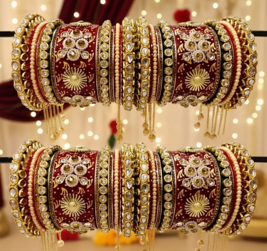 Regal Charm Red Bridal Chuda Bangles for Women