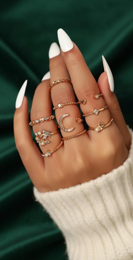 Gold Plated Stackable Rings Set-Pack of 10