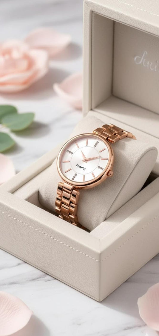 Rose Gold Diamond Studded Watch