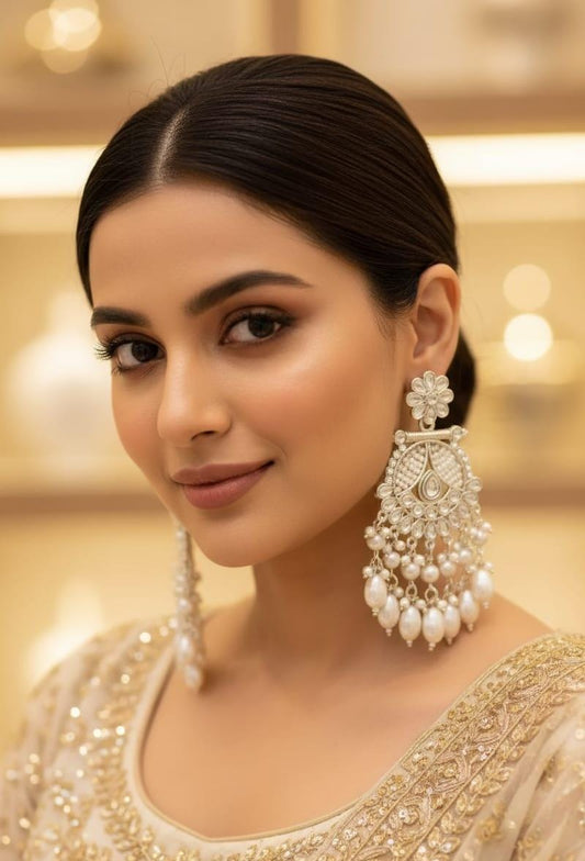 Silver Pearl Jhoomar Earrings