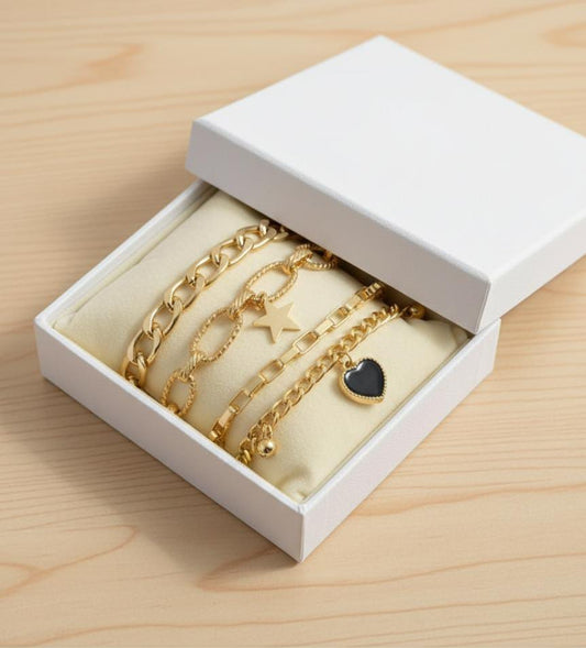 4-Piece Luxe Layered Gold Chain Bracelet Set