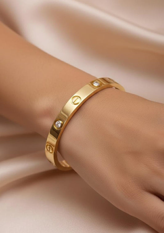 Golden Studded Love Bangle Bracelet