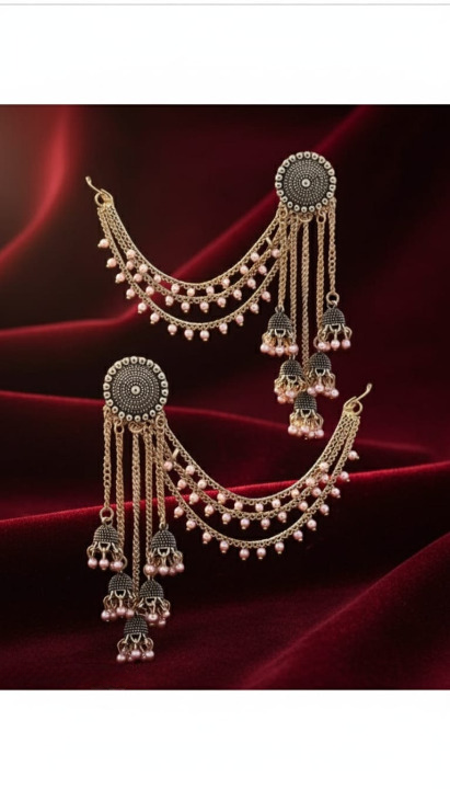 Premium Gold-Plated Jhumka Ear Chains
