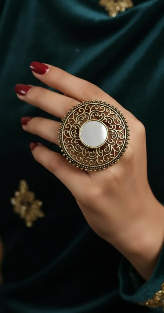 Antique Mirror Statement Ring