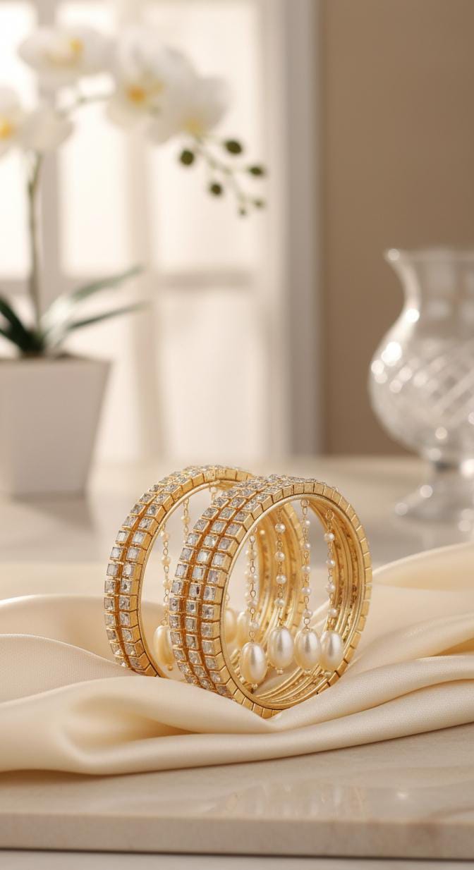 Bridal Kundan Bangles (Set of 4)