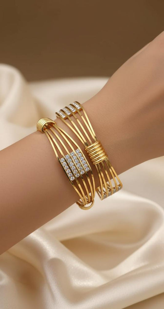 CZ Pave Spiral Gold Cuff