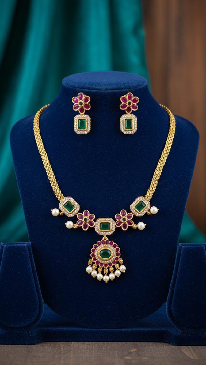 Divine Temple Style Necklace with Pearls