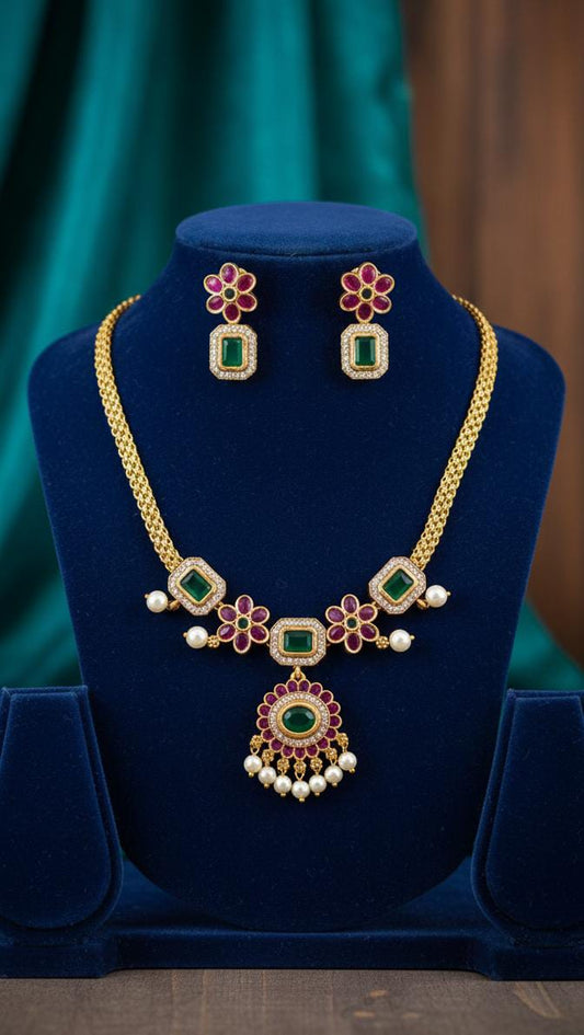 Divine Temple Style Necklace with Pearls