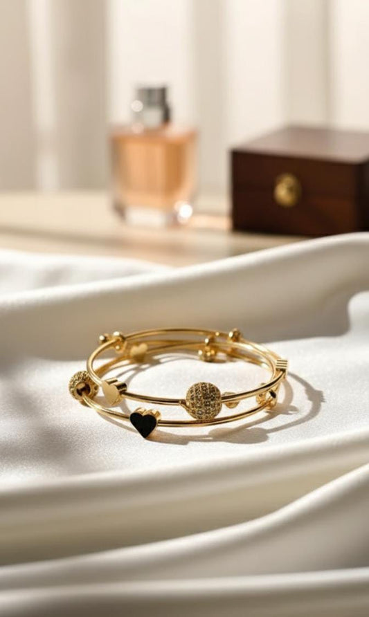 Gold-Plated Ball-Tip Designer Bangles (Set of 2)