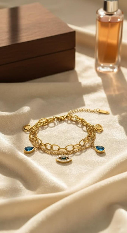 Gilded Layered Charm Bracelet