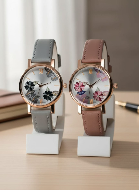 Elegant Round Dial Women’s Watch Combo