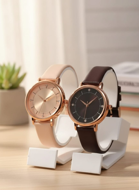 Elegant Round Dial Women’s Watch Combo