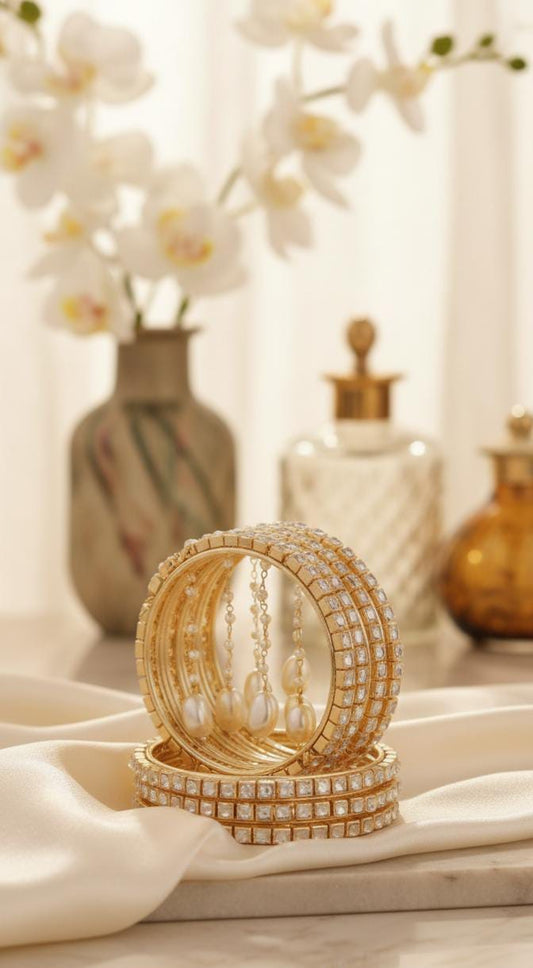 Bridal Kundan Bangles (Set of 4)