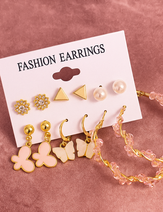 Aurora Elegance Earrings Set – 6 Pairs
