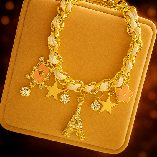 Paris Charm Crystal Bracelet