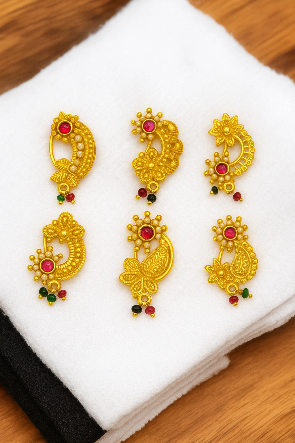 Royal Gold-Plated Nosepin Set (6 Pcs)