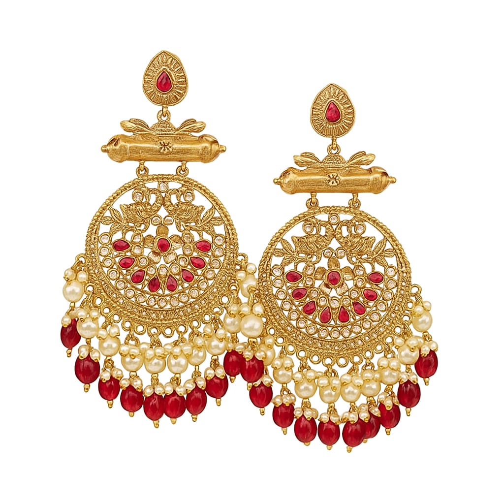 Regal Kundan Pearl Chandbalis